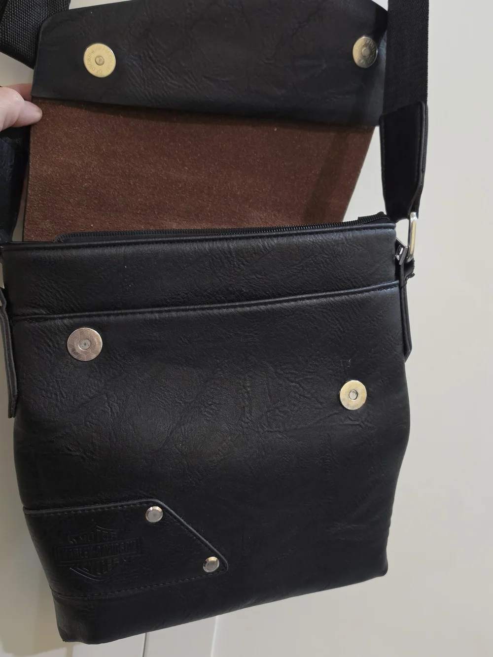 Harley-Davidson Black Leather Crossbody Bag